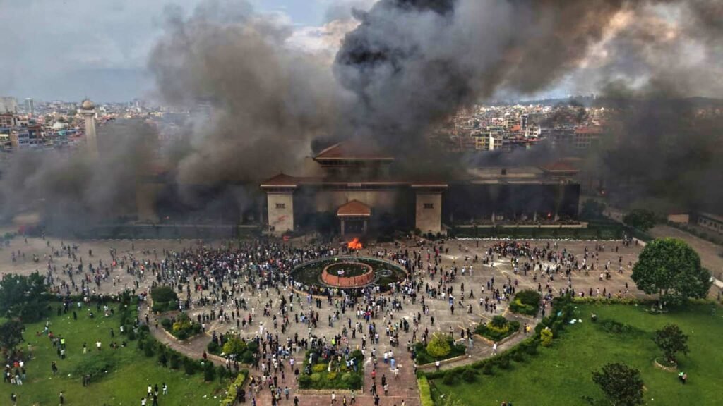 Nepal parliament burning 